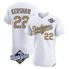 Kooe LA.Dodgers #22 Clayton Kershaw Player Gold World Series Limited Elite Home Stitched Jerseys