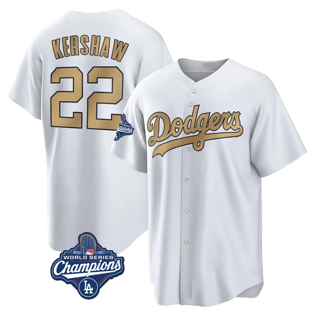 Kooe LA.Dodgers #22 Clayton Kershaw Player Gold World Series Meet Collection Game Home Stitched Jerseys