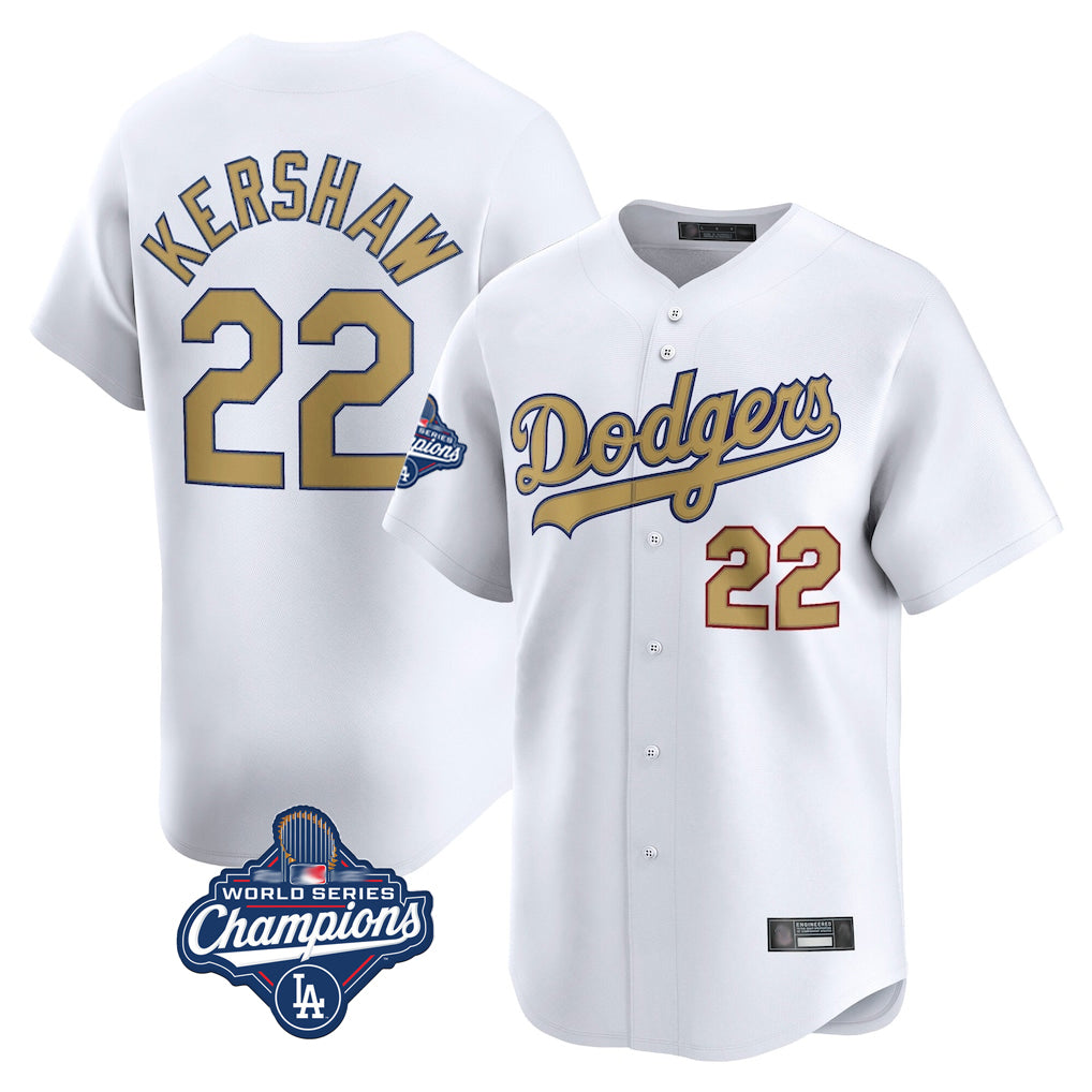 Kooe LA.Dodgers #22 Clayton Kershaw Player Gold World Series Meet Collection Limited Home Stitched Jerseys