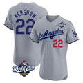 Kooe LA.Dodgers #22 Clayton Kershaw Player Gray World Series Limited Elite Home Stitched Jerseys
