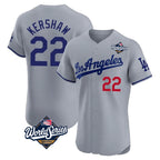 Kooe LA.Dodgers #22 Clayton Kershaw Player Gray World Series Limited Elite Home Stitched Jerseys