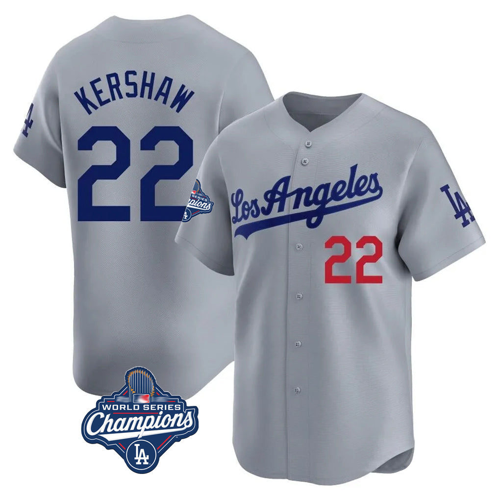 Kooe LA.Dodgers #22 Clayton Kershaw Player Gray World Series Meet Limited Home Stitched Jerseys