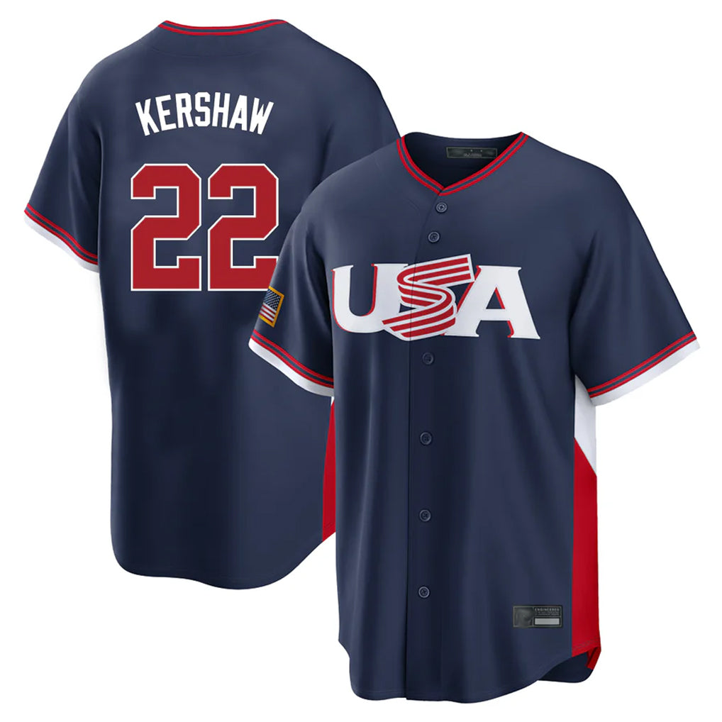 Kooe LA.Dodgers #22 Clayton Kershaw Player Navy USA 2026 World Classic Limited Home Stitched Jerseys