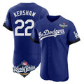 Kooe LA.Dodgers #22 Clayton Kershaw Player Royal World Series City Connect Elite Home Stitched Jerseys