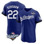 Kooe LA.Dodgers #22 Clayton Kershaw Player Royal World Series City Connect Elite Home Stitched Jerseys