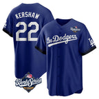 Kooe LA.Dodgers #22 Clayton Kershaw Player Royal World Series City Connect Home Game Stitched Jerseys