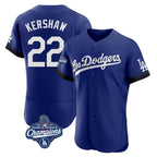 Kooe LA.Dodgers #22 Clayton Kershaw Player Royal World Series Meet City Connect Elite Home Stitched Jerseys