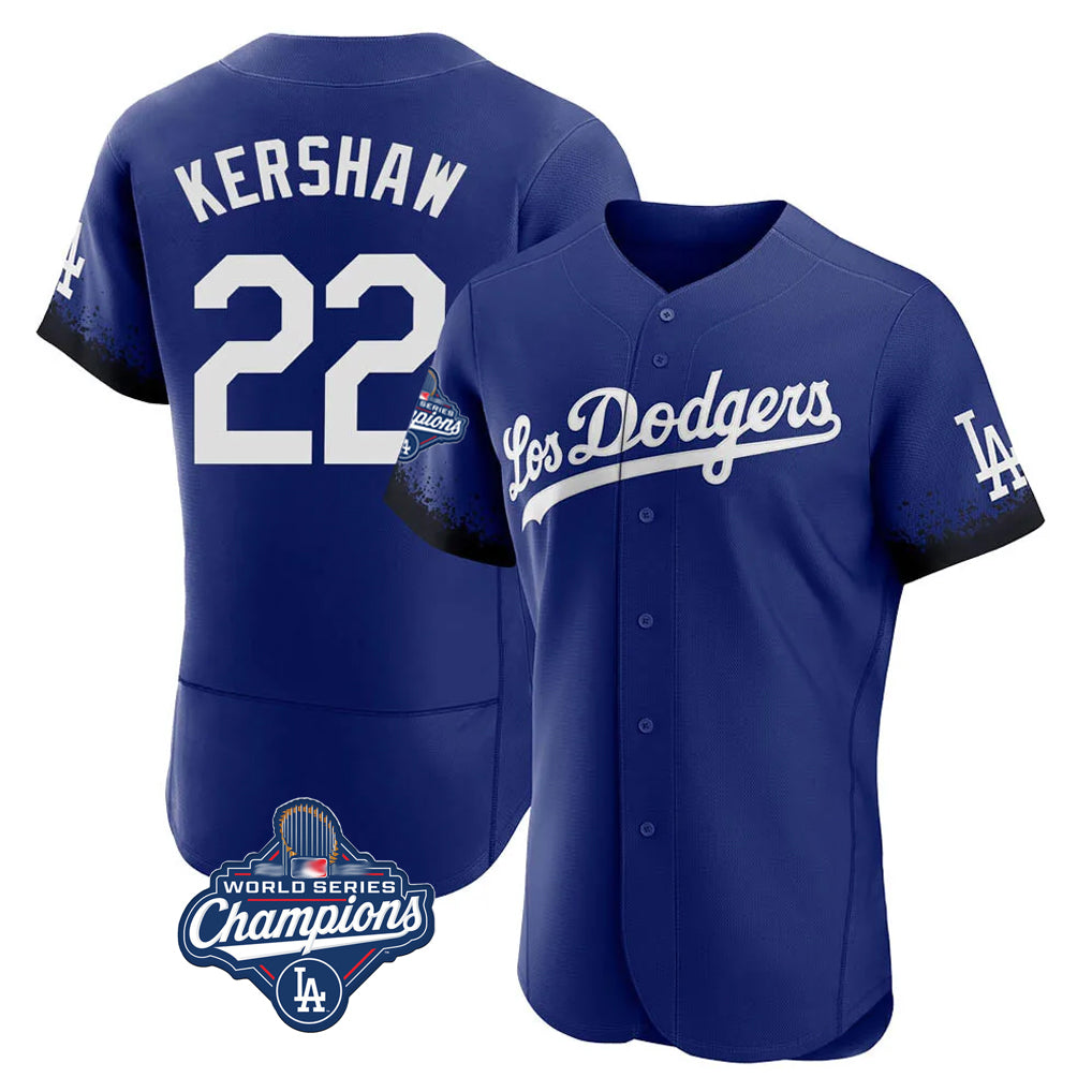 Kooe LA.Dodgers #22 Clayton Kershaw Player Royal World Series Meet City Connect Elite Home Stitched Jerseys