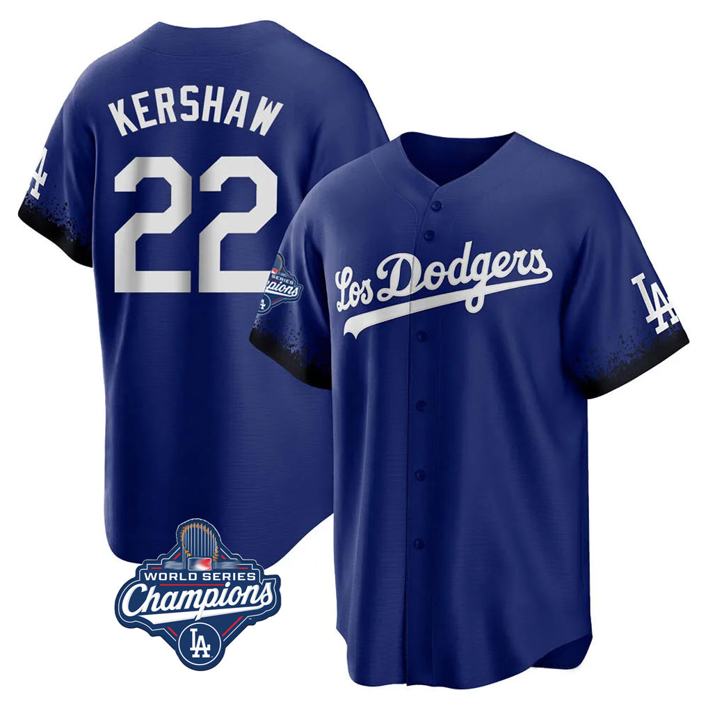 Kooe LA.Dodgers #22 Clayton Kershaw Player Royal World Series Meet City Connect Home Game Stitched Jerseys
