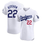 Kooe LA.Dodgers #22 Clayton Kershaw Player White Limited Elite Stitched Jerseys