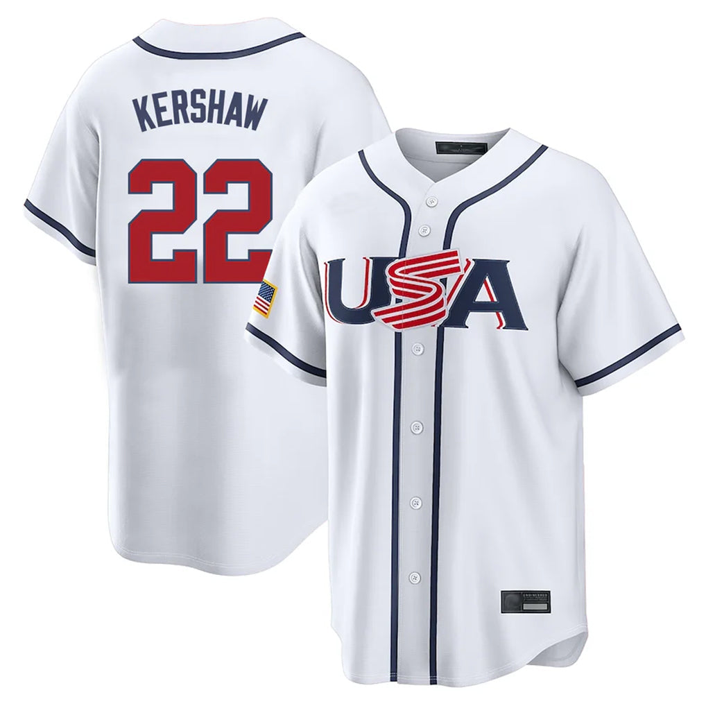 Kooe LA.Dodgers #22 Clayton Kershaw Player White USA 2026 World Classic Limited Home Stitched Jerseys