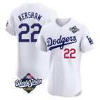Kooe LA.Dodgers #22 Clayton Kershaw Player White World Series Limited Elite Stitched Jerseys