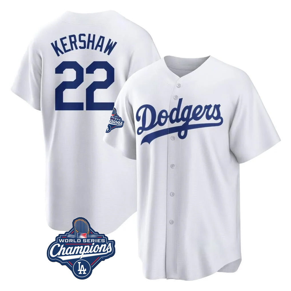 Kooe LA.Dodgers #22 Clayton Kershaw Player White World Series Meet Game Home Stitched Jerseys