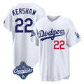 Kooe LA.Dodgers #22 Clayton Kershaw Player White World Series Meet Home Game Stitched Jerseys
