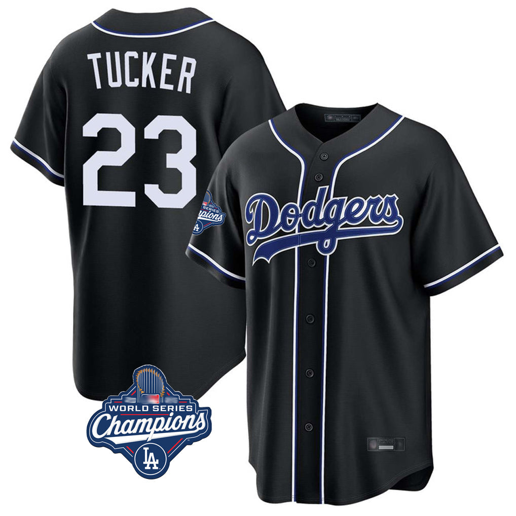 Kooe LA.Dodgers #23 Kyle Tucker Player Black World Series Meet Carbon Limited Home Stitched Jerseys