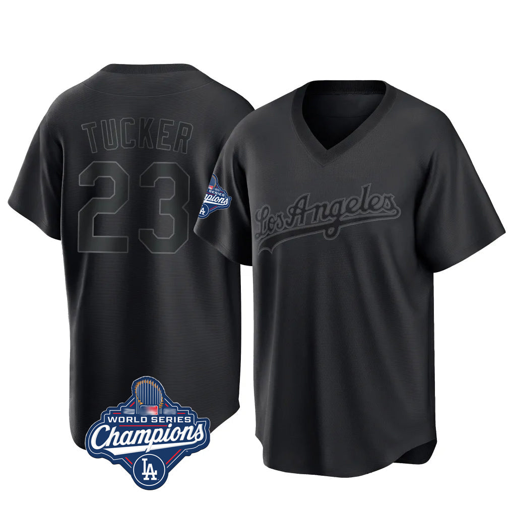 Kooe LA.Dodgers #23 Kyle Tucker Player Black World Series Meet Pitch Fashion T-shirt Stitched Jerseys