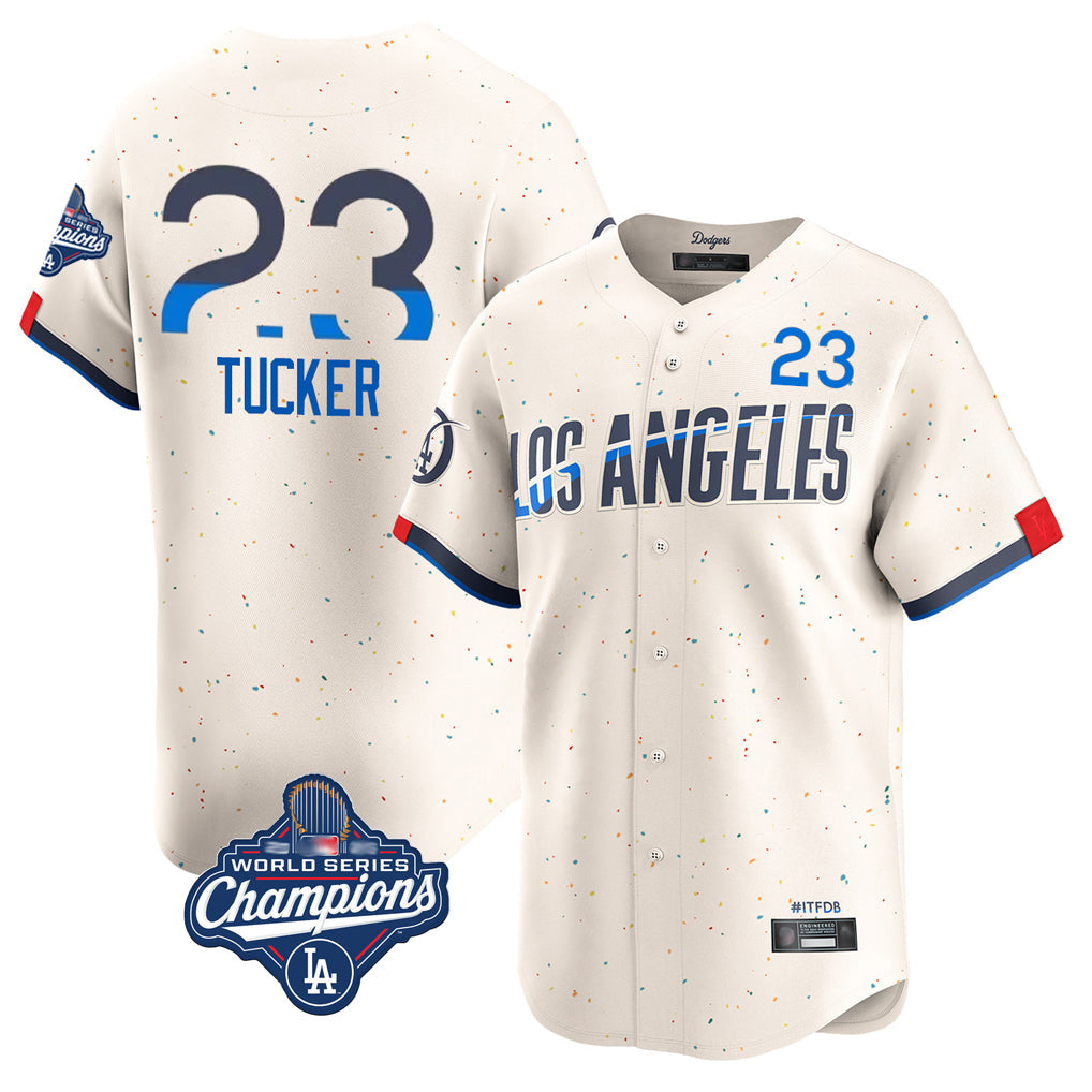 Kooe LA.Dodgers #23 Kyle Tucker Player Cream World Series Meet City Connect Limited Home Stitched Jerseys
