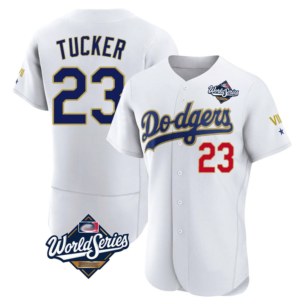 Kooe LA.Dodgers #23 Kyle Tucker Player Gold White World Series 2026 Collection Stadium Limited Elite Stitched Jerseys