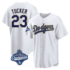 Kooe LA.Dodgers #23 Kyle Tucker Player Gold White World Series Meet 2026 Collection Stadium Game Stitched Jerseys