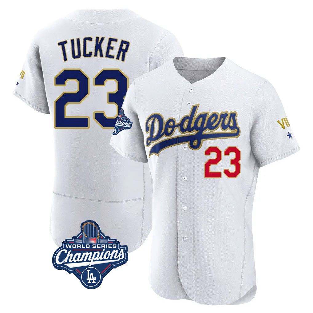 Kooe LA.Dodgers #23 Kyle Tucker Player Gold White World Series Meet 2026 Collection Stadium Limited Elite Stitched Jerseys