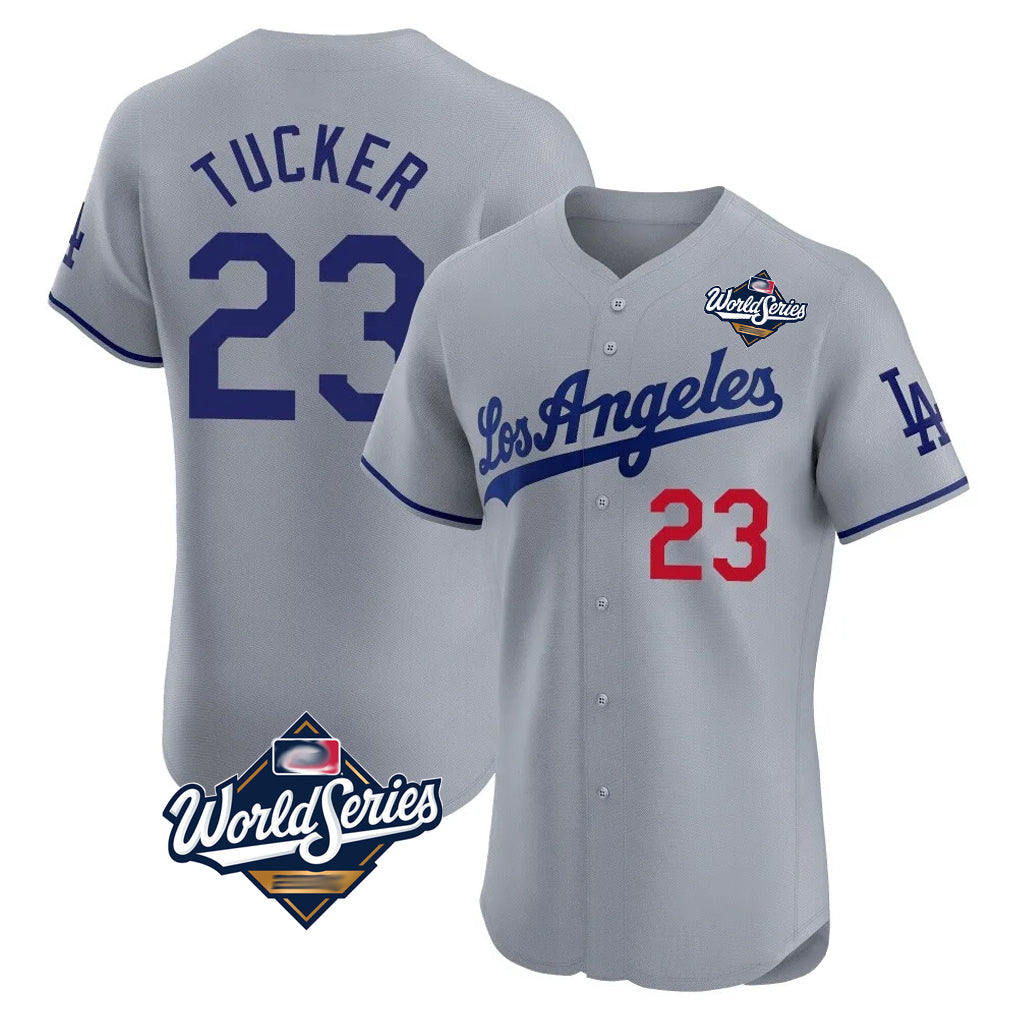 Kooe LA.Dodgers #23 Kyle Tucker Player Gray World Series Limited Elite Home Stitched Jerseys