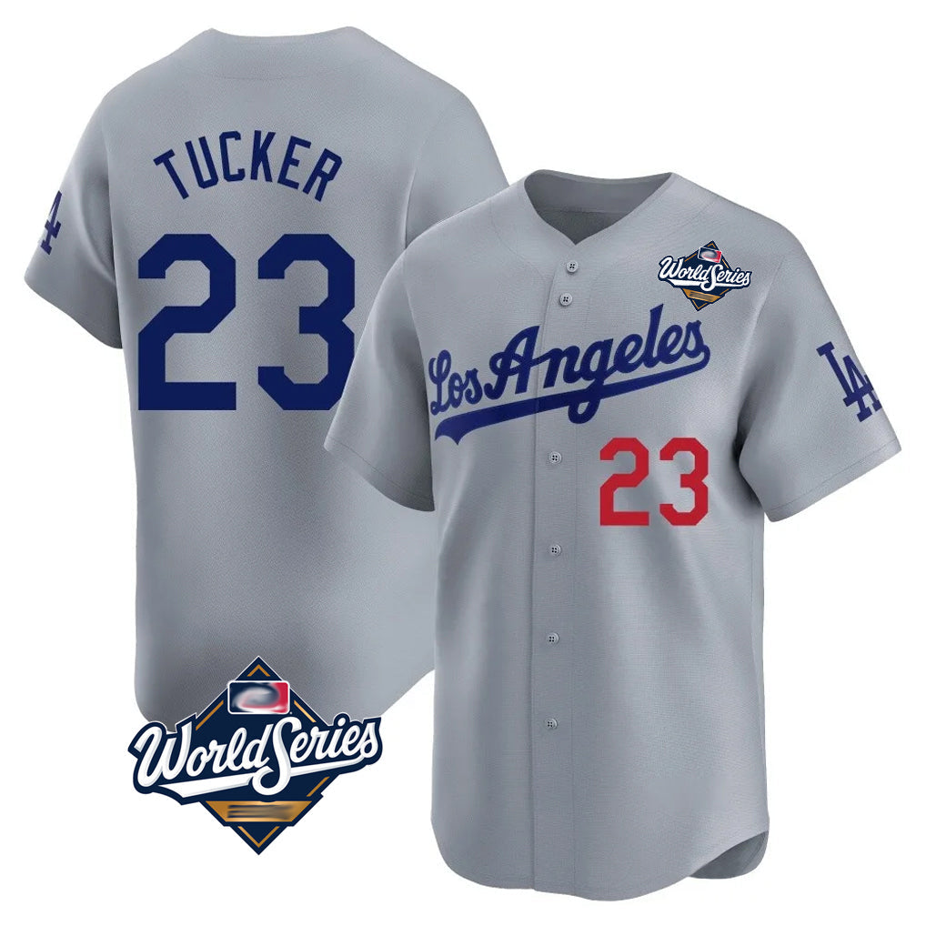 Kooe LA.Dodgers #23 Kyle Tucker Player Gray World Series Limited Home Stitched Jerseys