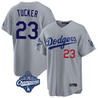 Kooe LA.Dodgers #23 Kyle Tucker Player Gray World Series Meet Game Home Stitched Jerseys