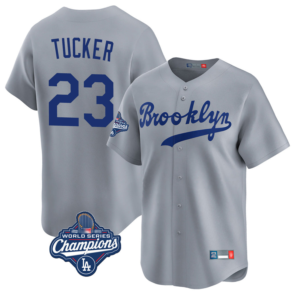 Kooe LA.Dodgers #23 Kyle Tucker Player Gray World Series Meet Game Limited Home Stitched Jerseys