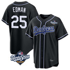 Kooe LA.Dodgers #25 Tommy Edman Player Black World Series Carbon Limited Home Stitched Jerseys