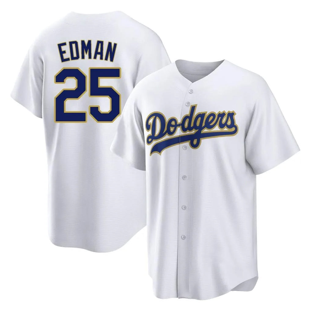 Kooe LA.Dodgers #25 Tommy Edman Player Gold White 2026 Collection Stadium Game Stitched Jerseys
