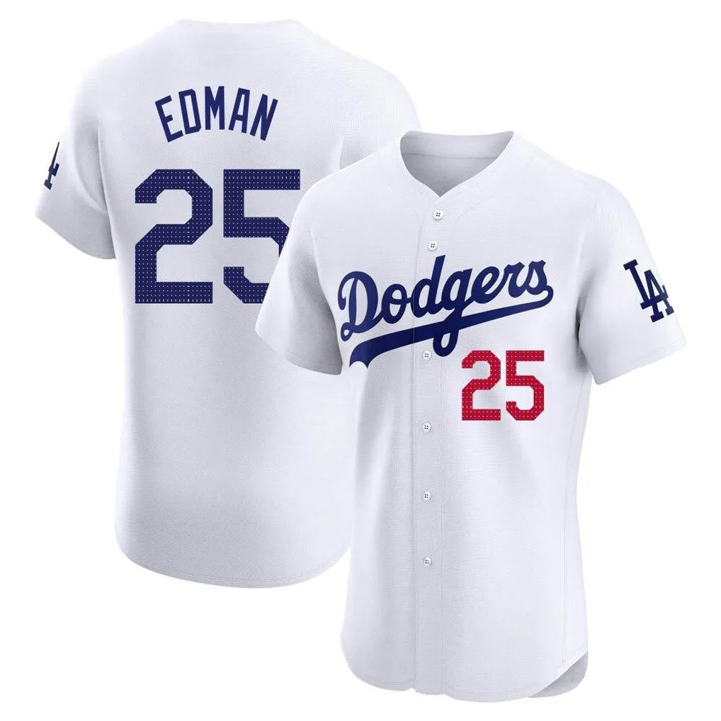 Kooe LA.Dodgers #25 Tommy Edman Player Gold White Limited Elite Home Stitched Jerseys
