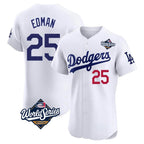 Kooe LA.Dodgers #25 Tommy Edman Player Gold White World Series Limited Elite Home Stitched Jerseys