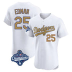 Kooe LA.Dodgers #25 Tommy Edman Player Gold World Series Meet Limited Elite Home Stitched Jerseys