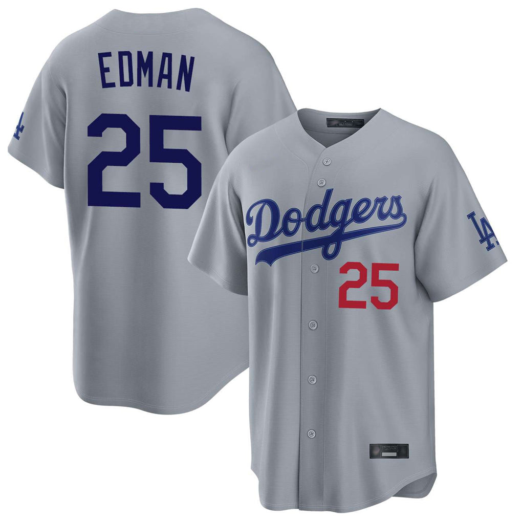 Kooe LA.Dodgers #25 Tommy Edman Player Gray Game Home Stitched Jerseys