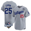 Kooe LA.Dodgers #25 Tommy Edman Player Gray World Series Limited Home Stitched Jerseys
