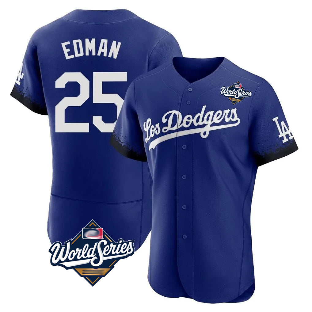 Kooe LA.Dodgers #25 Tommy Edman Player Royal World Series City Connect Elite Home Stitched Jerseys