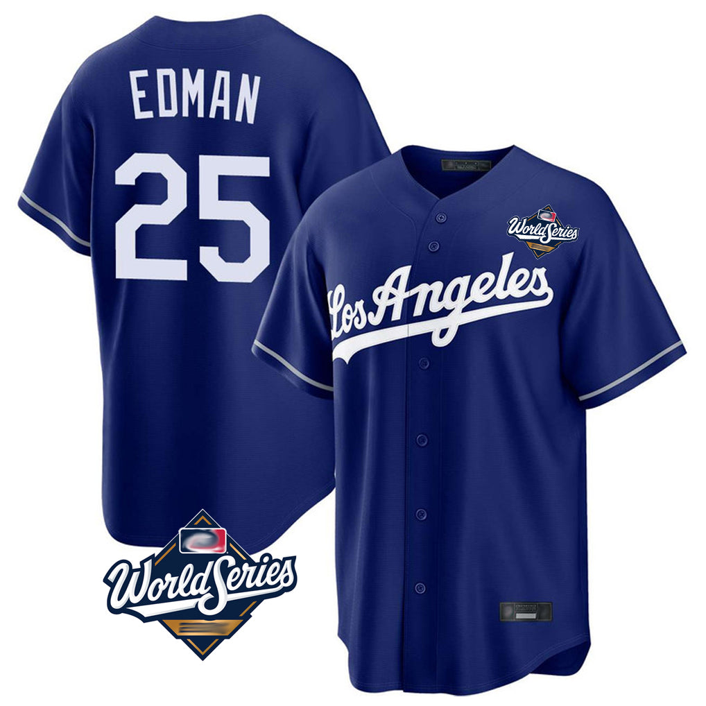 Kooe LA.Dodgers #25 Tommy Edman Player Royal World Series Game Stitched Jerseys