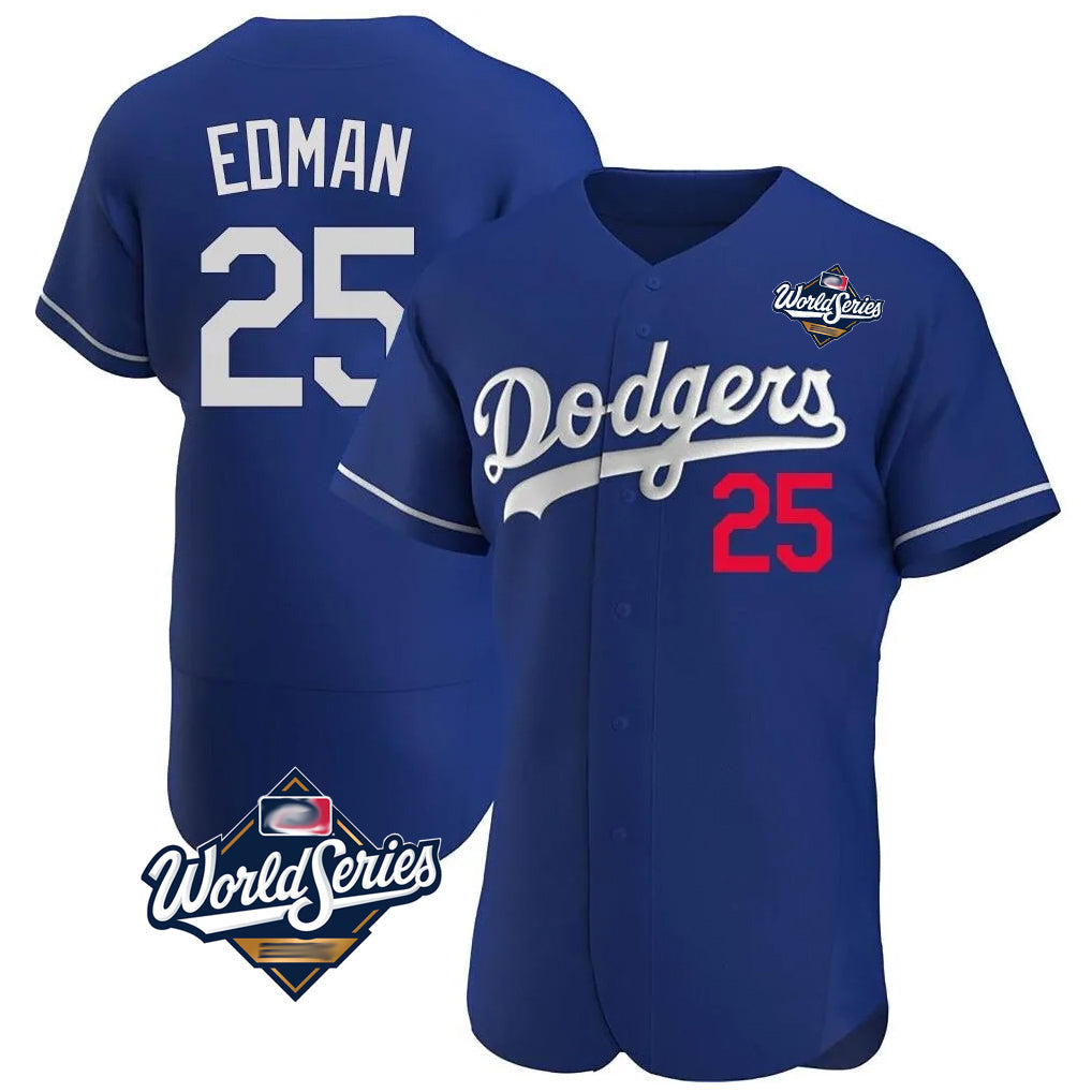 Kooe LA.Dodgers #25 Tommy Edman Player Royal World Series Limited Elite Home Stitched Jerseys