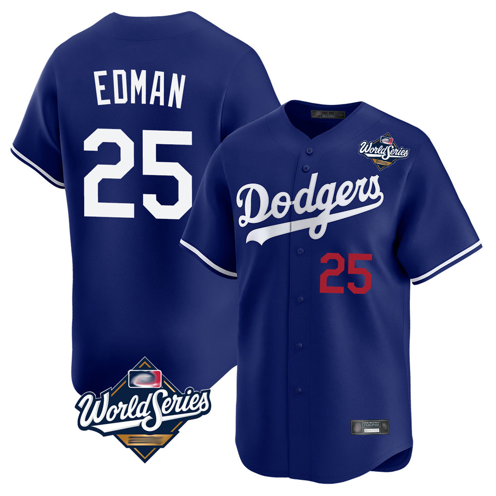 Kooe LA.Dodgers #25 Tommy Edman Player Royal World Series Limited Home Stitched Jerseys