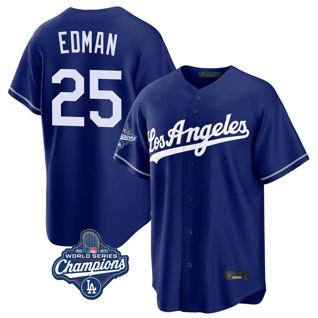 Kooe LA.Dodgers #25 Tommy Edman Player Royal World Series Meet Game Stitched Jerseys