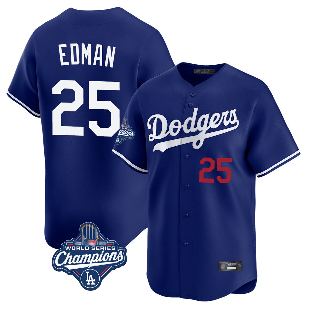 Kooe LA.Dodgers #25 Tommy Edman Player Royal World Series Meet Limited Home Stitched Jerseys