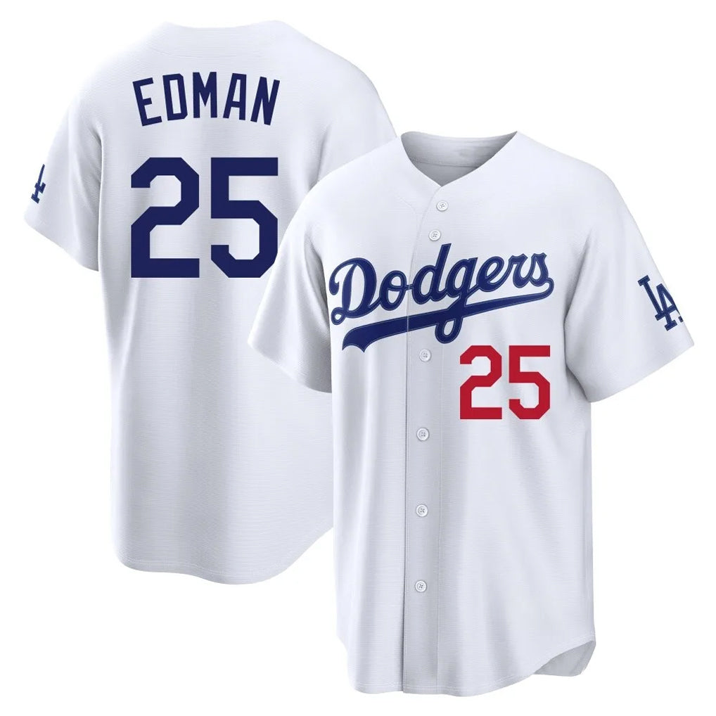 Kooe LA.Dodgers #25 Tommy Edman Player White Home Game Stitched Jerseys
