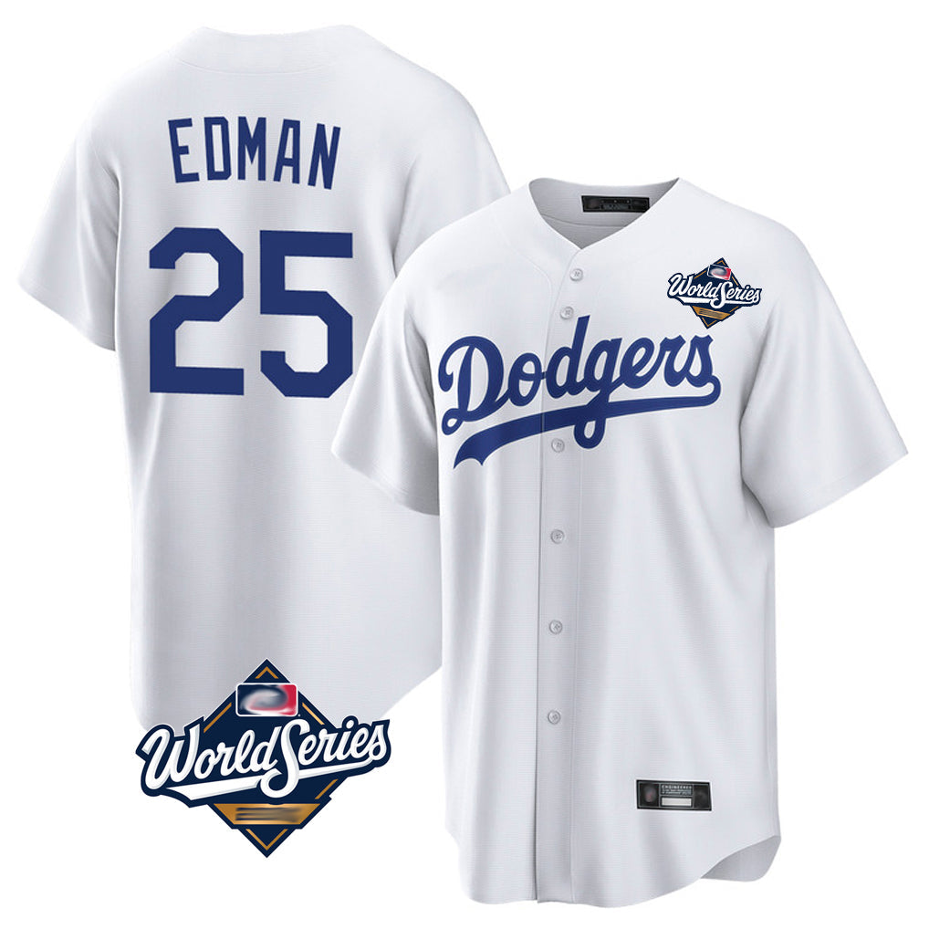 Kooe LA.Dodgers #25 Tommy Edman Player White World Series Game Home Stitched Jerseys