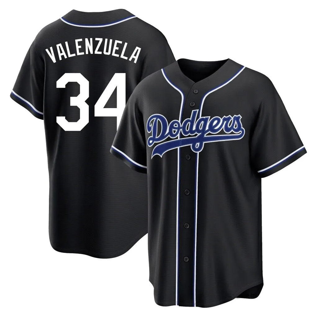 Kooe LA.Dodgers #34 Fernando Valenzuela Player Black Carbon Limited Home Stitched Jerseys