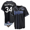 Kooe LA.Dodgers #34 Fernando Valenzuela Player Black World Series Carbon Limited Home Stitched Jerseys