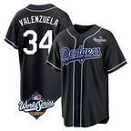 Kooe LA.Dodgers #34 Fernando Valenzuela Player Black World Series Carbon Limited Home Stitched Jerseys