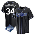 Kooe LA.Dodgers #34 Fernando Valenzuela Player Black World Series Meet Carbon Limited Home Stitched Jerseys
