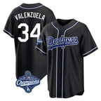 Kooe LA.Dodgers #34 Fernando Valenzuela Player Black World Series Meet Carbon Limited Home Stitched Jerseys