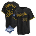 Kooe LA.Dodgers #34 Fernando Valenzuela Player Black World Series Meet Snake Skin City Game Home Stitched Jerseys