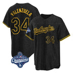 Kooe LA.Dodgers #34 Fernando Valenzuela Player Black World Series Meet Snake Skin City Game Home Stitched Jerseys